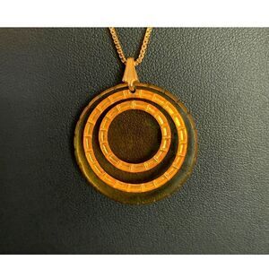 Unique Triple Circle Lucite pendant, in Gold, Vintage, Stamped